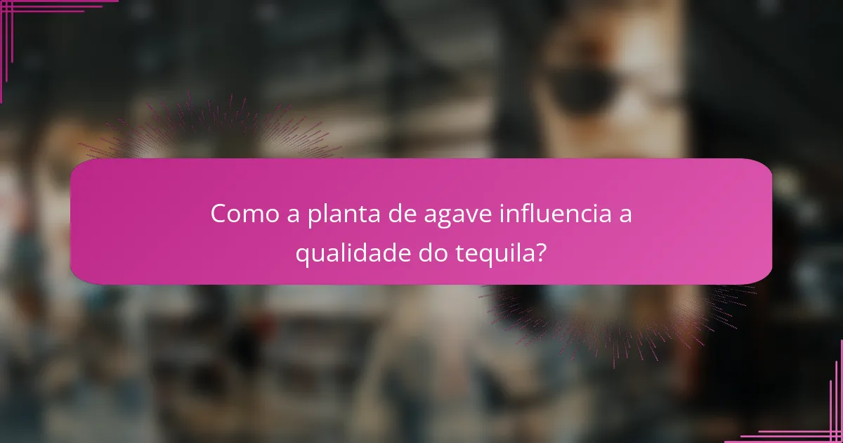 Como a planta de agave influencia a qualidade do tequila?